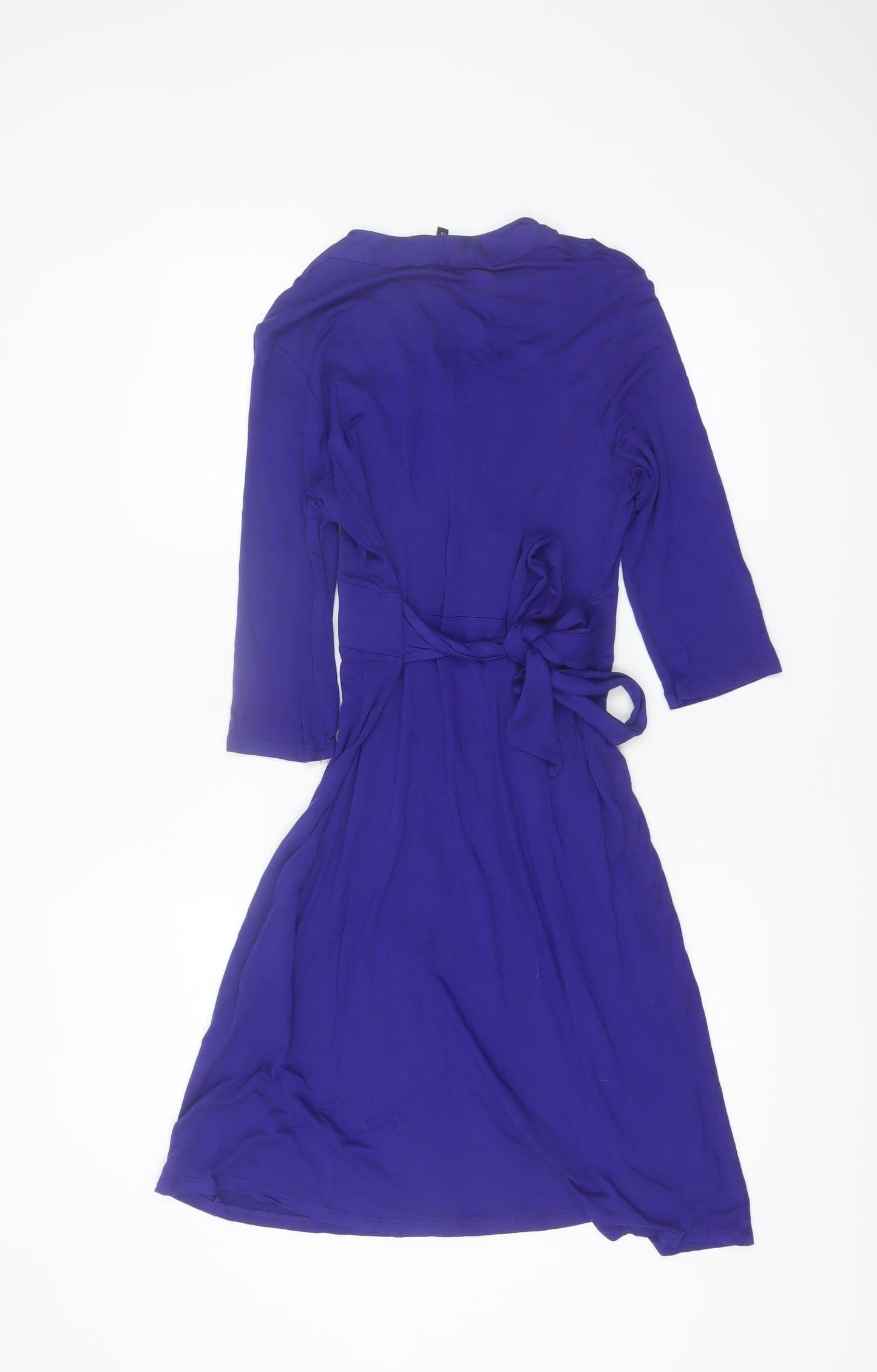 Debenhams Womens Blue V-Neck 3/4 Sleeve Wrap Dress Size 14