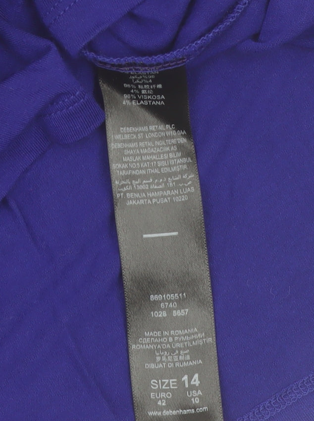 Debenhams Womens Blue V-Neck 3/4 Sleeve Wrap Dress Size 14
