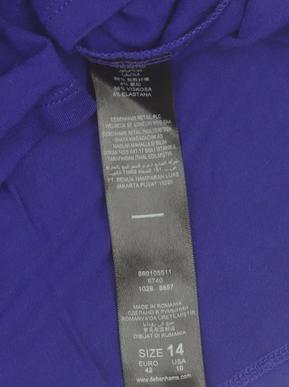 Debenhams Womens Blue V-Neck 3/4 Sleeve Wrap Dress Size 14