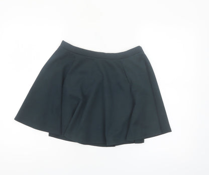 River Island Women's Black Skater Mini Skirt Size 12 Stretch Jersey