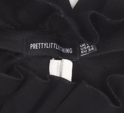 PrettyLittleThing Women’s Black Paperbag High Waist Trousers Size 6