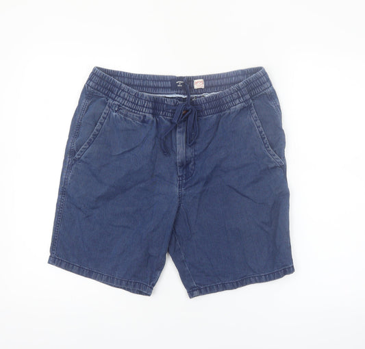 Superdry Men's Blue Chino Shorts M Elastic Waist Casual