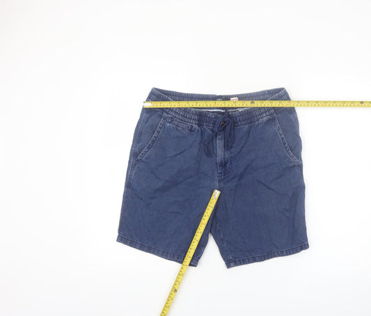 Superdry Men's Blue Chino Shorts M Elastic Waist Casual