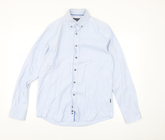 Bugatti Men’s Blue Long Sleeve Regular Fit Button-Down Shirt S