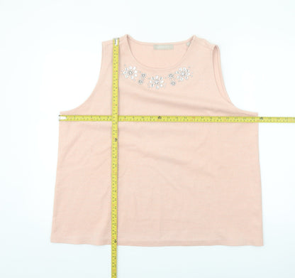 Anthology Women's Pink Beaded Sleeveless Tank Top Size 22
