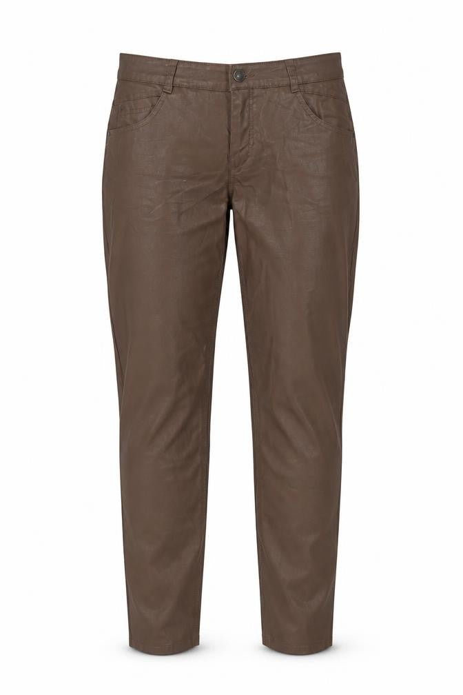 Atelier Gardeur Women's Brown Cotton Slim Trousers Size 12