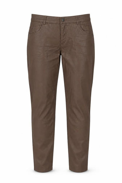 Atelier Gardeur Women's Brown Cotton Slim Trousers Size 12