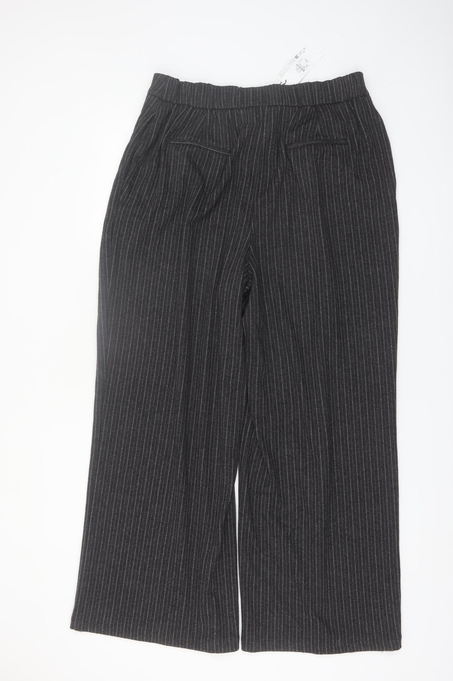 Primark Women’s Grey Pinstripe Wide-Leg Trousers Size 16