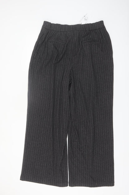 Primark Women’s Grey Pinstripe Wide-Leg Trousers Size 16
