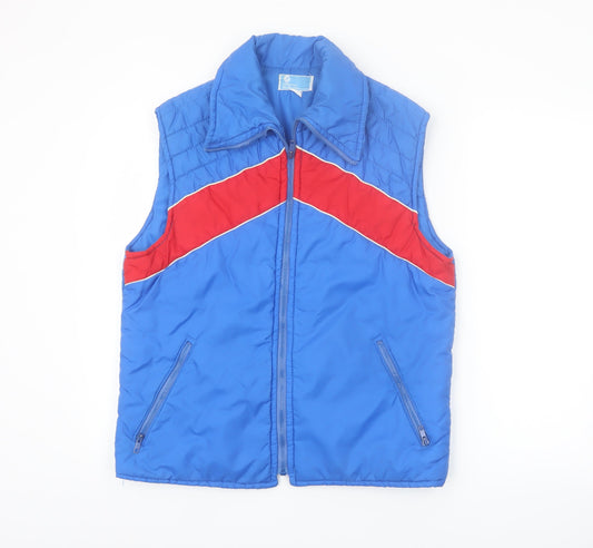 JCPenney Men's Blue Red Retro Ski Puffer Waistcoat M