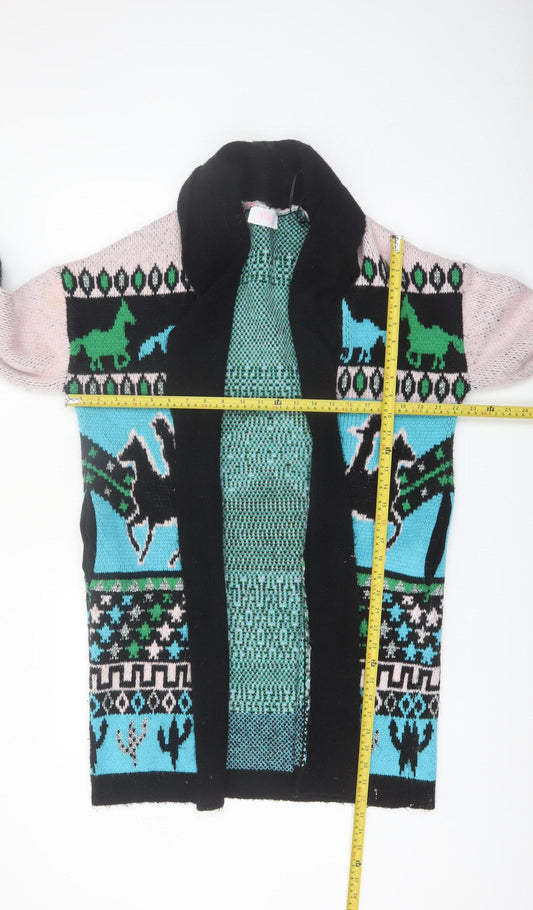 Savida Womens Black Multicoloured Horse Knit Cardigan XS