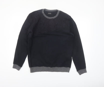 Zara Man Black & Grey Knit Pullover Sweatshirt Men's L
