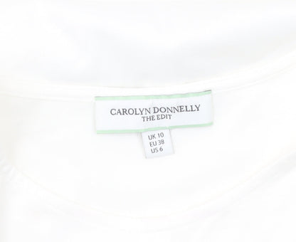 Carolyn Donnelly Women’s White 3/4 Sleeve Cotton T-Shirt UK 10