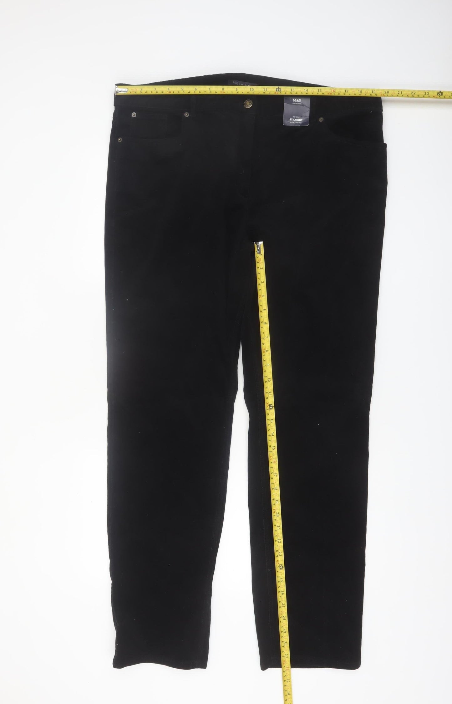 Marks and Spencer Women's Black Size 20 Long Straight Trousers