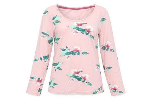 Esmara Womens Pink Floral Long Sleeve T-Shirt Size S 8/10