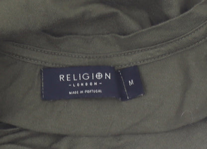 Religion London Men's Green Crew Neck Short Sleeve T-Shirt Size M