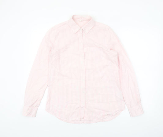 GAP Women's Pink Striped Button-Up Long Sleeve Cotton Shirt XS