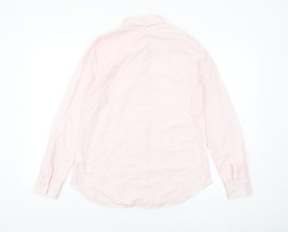 GAP Women's Pink Striped Button-Up Long Sleeve Cotton Shirt XS