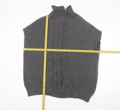 Rachel Roy Womens Grey Roll Neck Sleeveless Cable Pullover Jumper L
