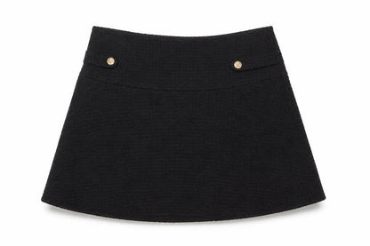 Dunnes Women Black Tweed A-Line Short Skirt Size 14