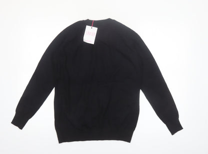 Savida Women Black Button Shoulder Crew Neck Pullover Jumper Size 14