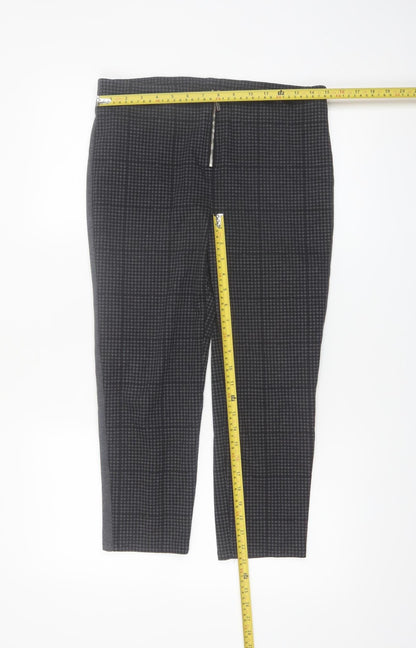Yessica Women’s Black Check Slim Fit Cropped Trousers Size 12