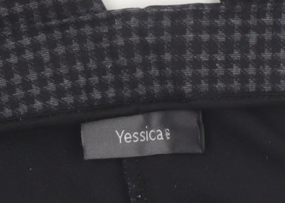 Yessica Women’s Black Check Slim Fit Cropped Trousers Size 12