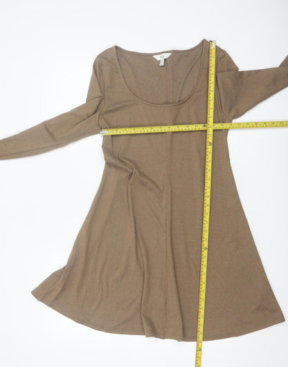 Marks and Spencer Women’s Brown A-Line Knit Long Sleeve Dress Size 12