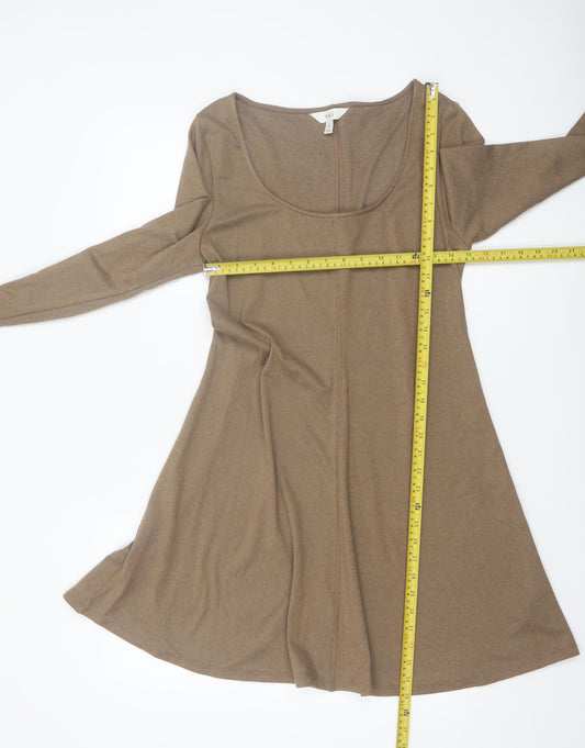 Marks and Spencer Women’s Brown A-Line Knit Long Sleeve Dress Size 12