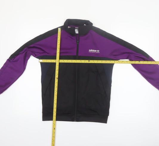 Adidas Boys Black Purple 12-13Y Track Jacket Zip Up Adventure Logo