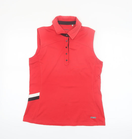 Annika by Cutter & Buck Women's Red Sleeveless Polo Golf Top Size S