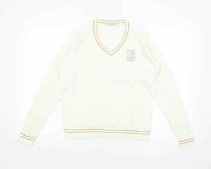 Green Lamb Women's Ivory V-Neck Pullover Jumper Size 10