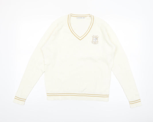 Green Lamb Women's Ivory V-Neck Pullover Jumper Size 10