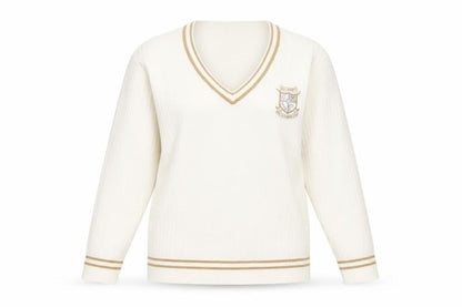 Green Lamb Women's Ivory V-Neck Pullover Jumper Size 10