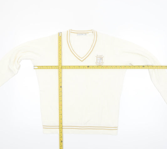 Green Lamb Women's Ivory V-Neck Pullover Jumper Size 10