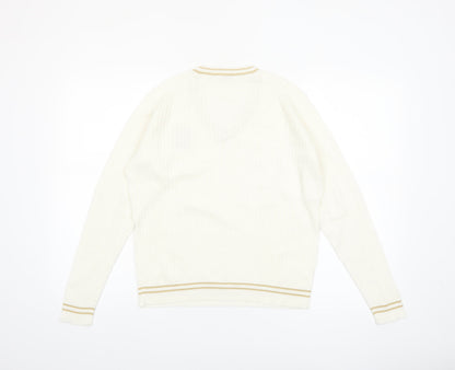 Green Lamb Women's Ivory V-Neck Pullover Jumper Size 10