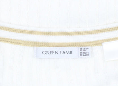 Green Lamb Women's Ivory V-Neck Pullover Jumper Size 10
