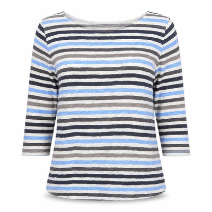 Gap Women’s Multicoloured Striped 3/4 Sleeve Cotton T-Shirt Size L