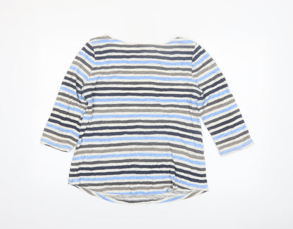 Gap Women’s Multicoloured Striped 3/4 Sleeve Cotton T-Shirt Size L