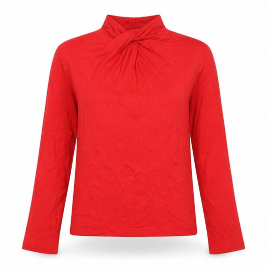 River Island Womens Red High Neck Long Sleeve Viscose Blouse L