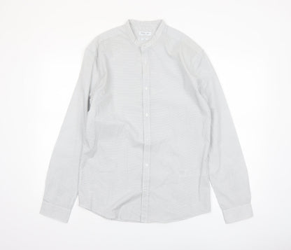 Calliope Man Men's White Polka Dot Slim Fit Long Sleeve Button-Up Shirt M