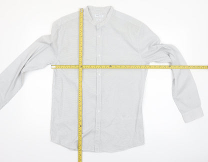Calliope Man Men's White Polka Dot Slim Fit Long Sleeve Button-Up Shirt M