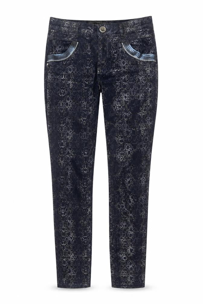 Mos Mosh Womens Blue Snake Print Naomi Cobra Jeans Size 26 Cotton Blend