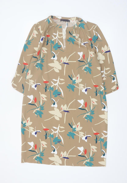 Marks and Spencer Women Beige Floral Shift Dress Size 12