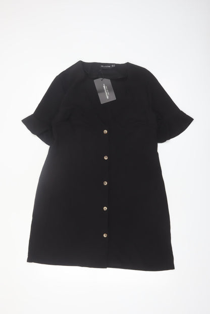 PrettyLittleThing Women’s Black Size 8 Short Sleeve Shift Dress