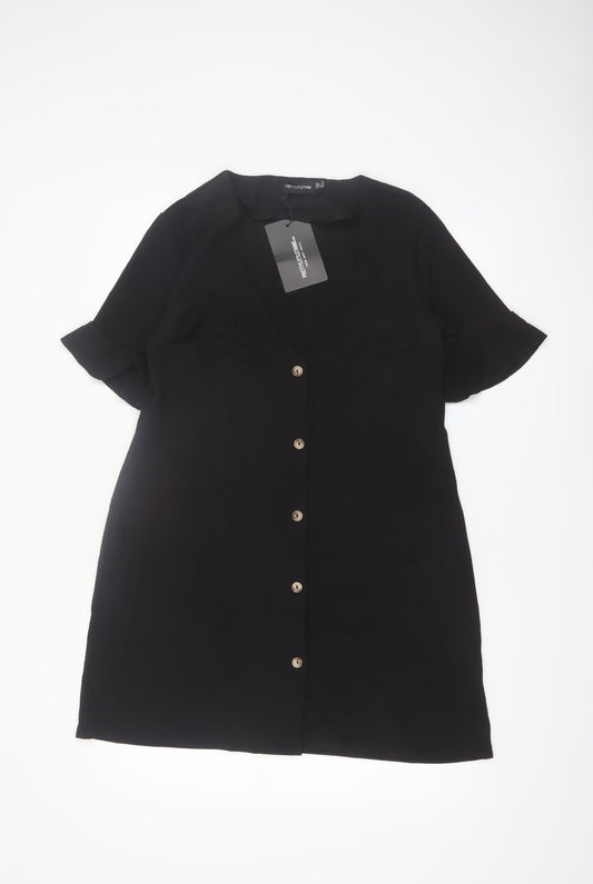 PrettyLittleThing Women’s Black Size 8 Short Sleeve Shift Dress
