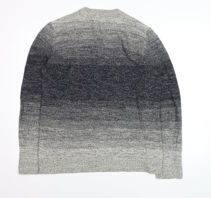 Jack & Jones Men's Grey Ombre Knit Cotton Jumper Size L