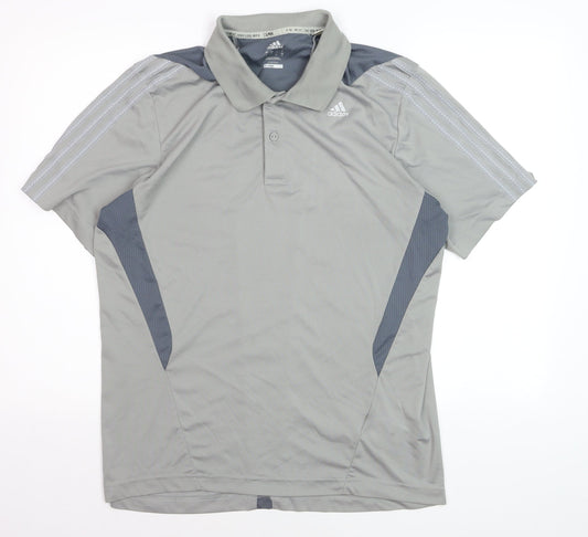 Adidas Men’s Grey Climacool Polo Shirt Size L Lightweight Sports Top