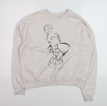 Disney Women Beige Dumbo Sweatshirt S UK 10/12 Crew Neck Pullover
