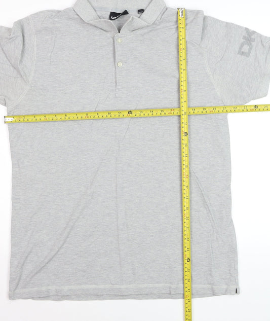 DKNY Men's Grey Cotton Short Sleeve Polo Shirt XL